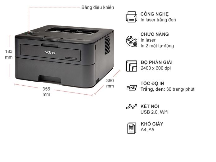 MÁY IN BROTHER HL-2366DW 2 MẶT TRẮNG 